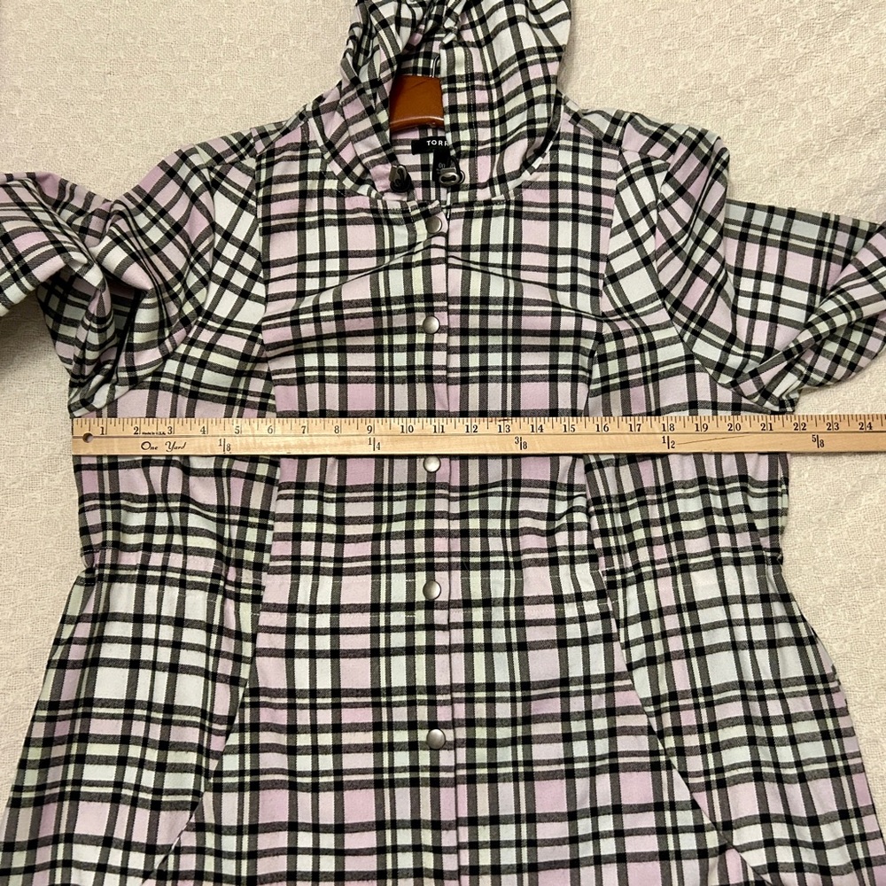 Torrid Pink Plaid Flannel Hooded Jacket | Size 0 (L-XL) - Picture 9 of 9